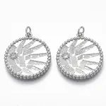Brass Micro Pave Clear Cubic Zirconia Pendants