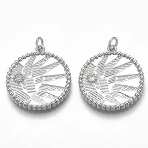 Brass Micro Pave Clear Cubic Zirconia Pendants