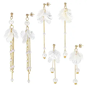 3 Pairs 304 Stainless Steel Flower Tassel Stud Earrings