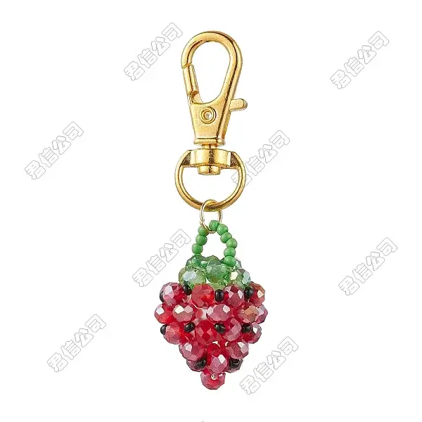 Glass Seed Beaded Strawberry Pendant Decoration