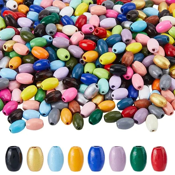 500Pcs Spray Painted Schima Wood Beads