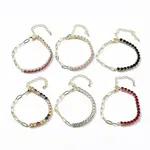 Brass Micro Pave Cubic Zirconia Strass & Paperclip Chain Bracelets