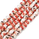 Handmade Flower Printed Porcelain Ceramic Beads Strands