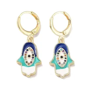 Real 18K Gold Plated Brass Dangle Leverback Earrings