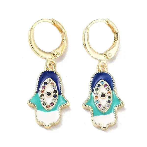 Golden Brass Dangle Leverback Earrings