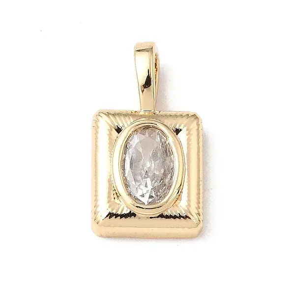 Brass Micro Pave Clear Cubic Zirconia Charms