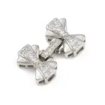 Brass Micro Pave Clear Cubic Zirconia Fold Over Clasps