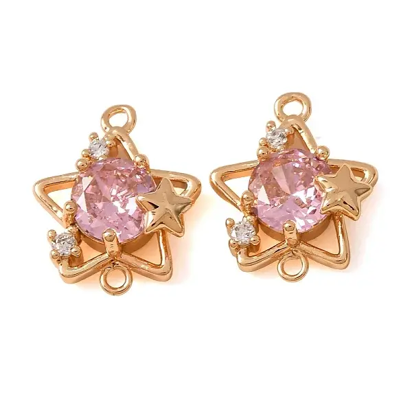 Brass Pave Cubic Zirconia Connector Charms