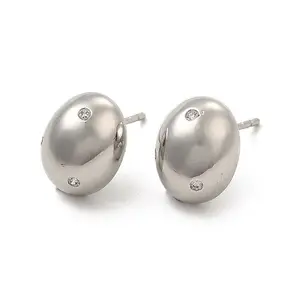 Rack Plating Cubic Zirconia Oval Stud Earrings