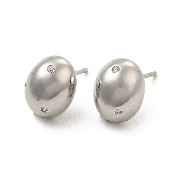Cubic Zirconia Oval Stud Earrings