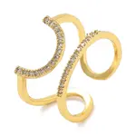Rack Plating Brass Micro Pave Cubic Zirconia Open Cuff Rings for Women