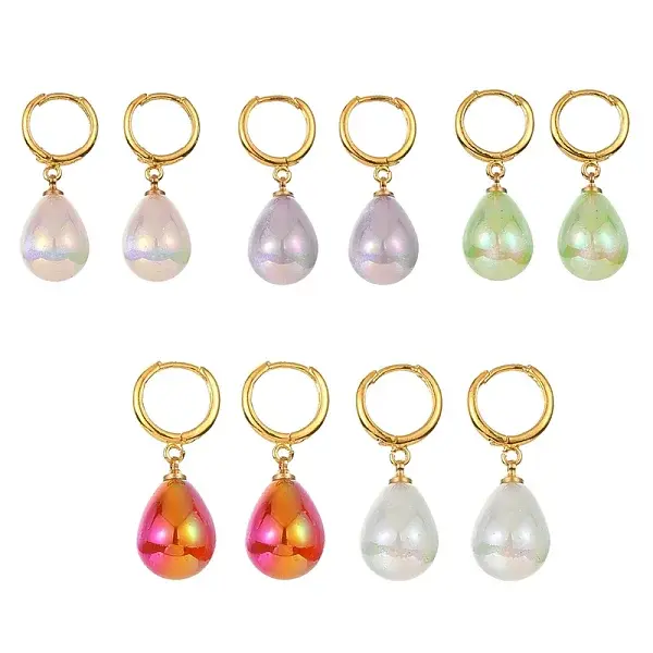 Acrylic Teardrop Dangle Hoop Earrings