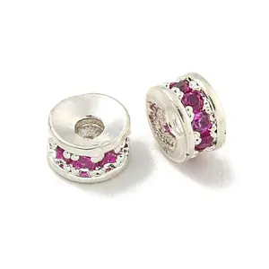 Rack Plating Brass Cubic Zirconia Spacer Beads