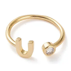 Brass Micro Pave Clear Cubic Zirconia Cuff Rings