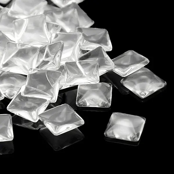 Transparent Clear Glass Square Cabochons