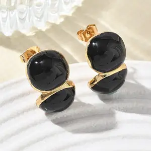 304 Stainless Steel Enamel Stud Earrings