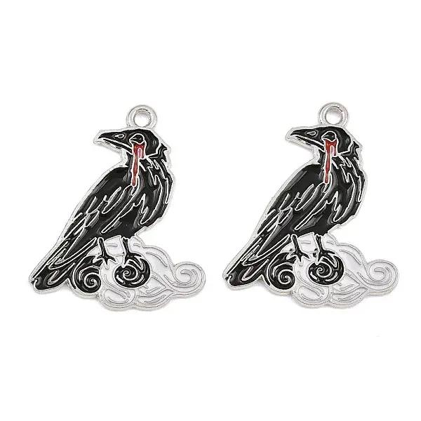 Alloy with Black Enamel Pendants