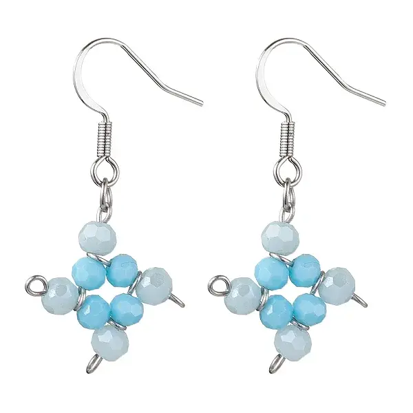 Rhombus Glass Beaded Dangle Earrings