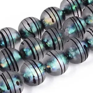 Frosted Handmade Foil Glass Beads Strands