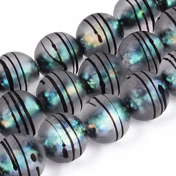 Frosted Handmade Foil Glass Beads Strands