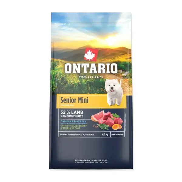 Ontario Senior Mini Lamb & Brown Rice krmivo 6,5 kg