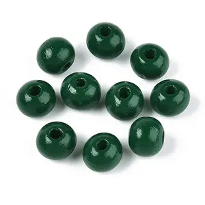 Spray Painted Round Natural Schima Wood Beads