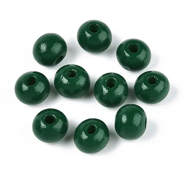 Spray Painted Round Natural Schima Wood Beads
