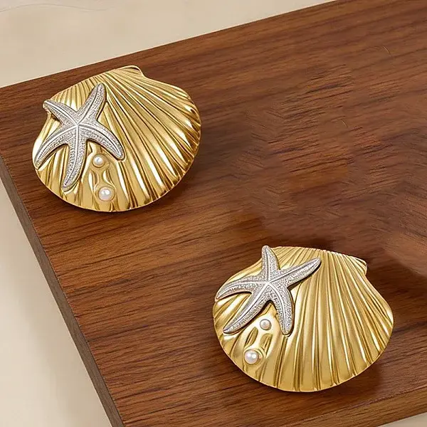 Two Tone 304 Stainless Steel Stud Earrings