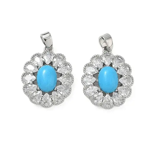 Brass Micro Pave Clear Cubic Zirconia Pendants