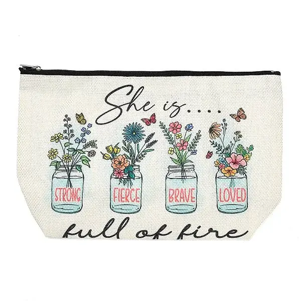 Printed Linen Storage Zipper Clutch Bags