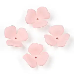 3-Petal Spray Painted Acrylic Bead Caps