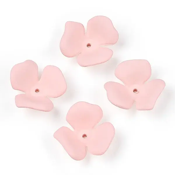 3-Petal Spray Painted Acrylic Bead Caps