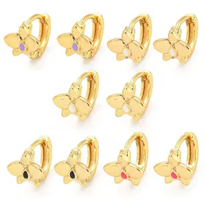 Flower Golden Brass Hoop Earrings