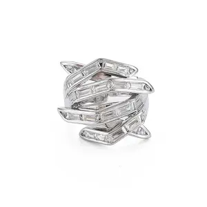 Hug Hand Fingers Cubic Zirconia Cuff Ring