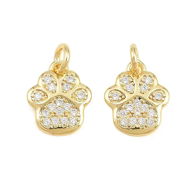 Brass Micro Pave Clear Cubic Zirconia Charms