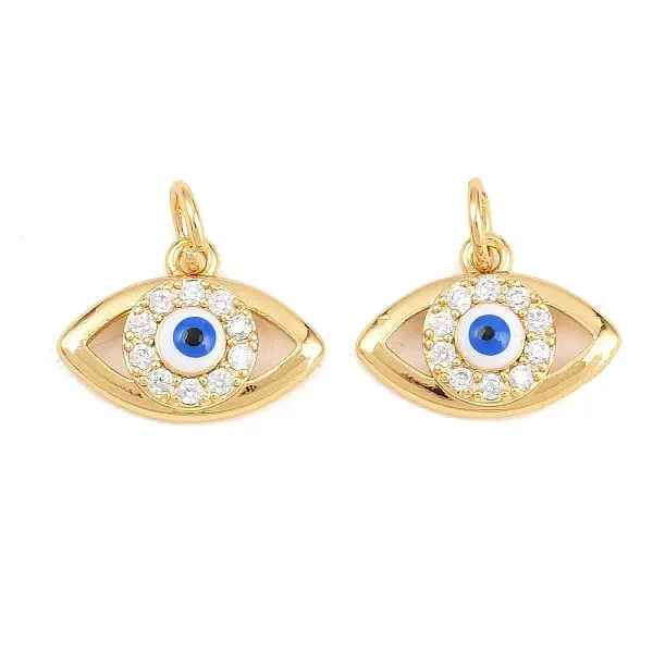 Brass Micro Pave Clear Cubic Zirconia Charms