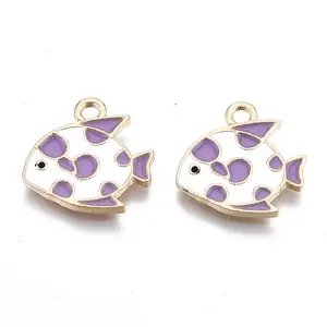 Light Gold Plated Alloy Enamel Pendants