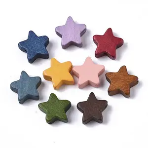 Painted Natural Wood Beads