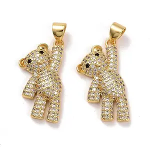 Brass Micro Pave Clear Cubic Zirconia Pendants