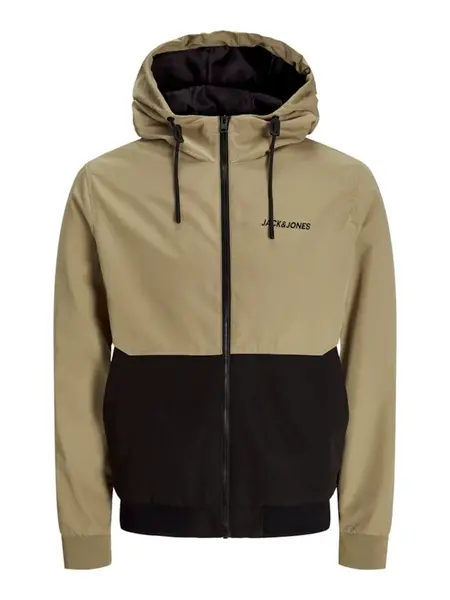 JACK & JONES Prechodná bunda 'JJERush'  svetlohnedá / čierna