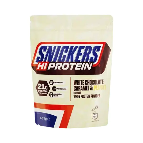 Mars Snickers White HiProtein Powder 455 g biela čokoláda-karamel-arašid