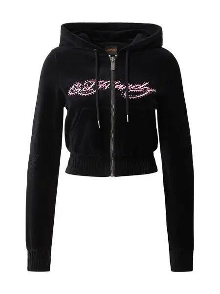 Ed Hardy Tepláková bunda  ružová / čierna