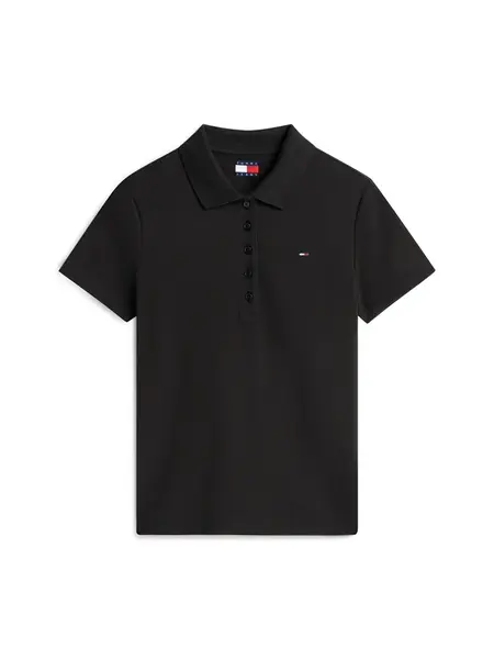 Tommy Jeans Tričko 'Slim Fit Five-button'  čierna