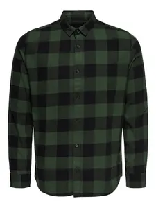 Only & Sons Košeľa  tmavozelená / čierna