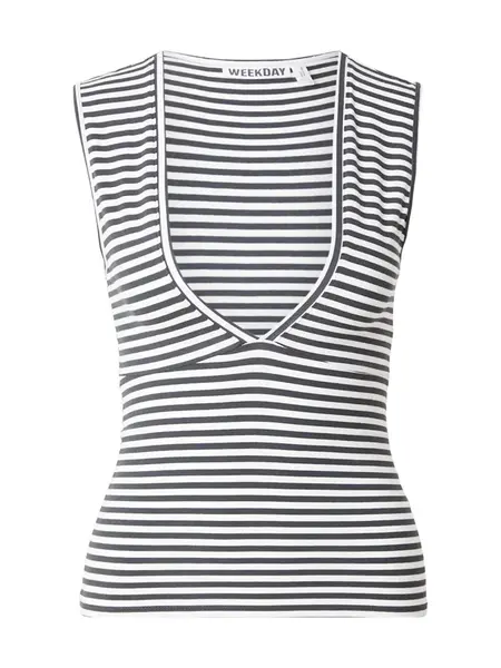 WEEKDAY Top 'Pia'  antracitová / biela