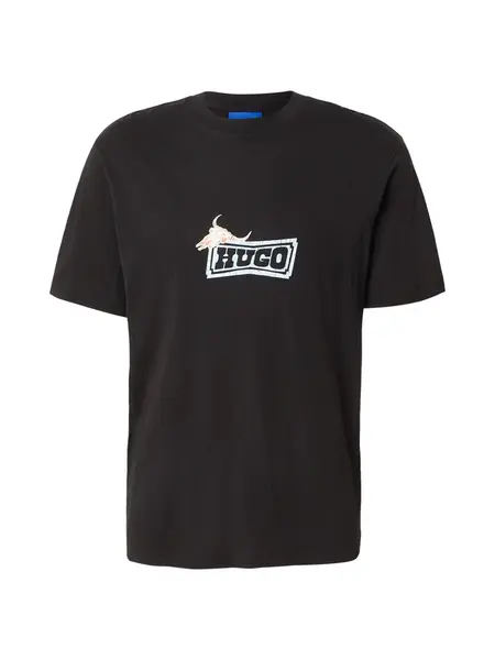 HUGO Tričko 'Nadero'  čierna / biela