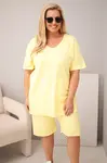 Kesi dámský plus size set s blůzkou a kraťasy žlutý