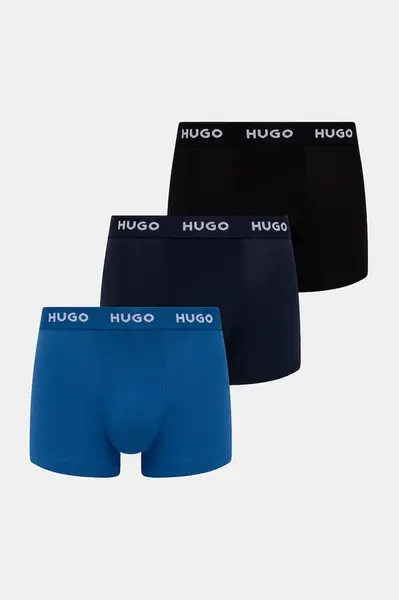 HUGO boxerky pánské bavlněné s elastanem TRUNK TRIPLET PACK 3-pack
