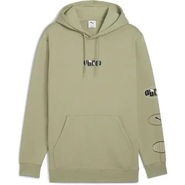 Puma ESSENTIALS LOGO LAB EXEKUTION HOODIE Pánska mikina, khaki, veľkosť