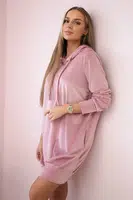 Velour dress with hood navy pink